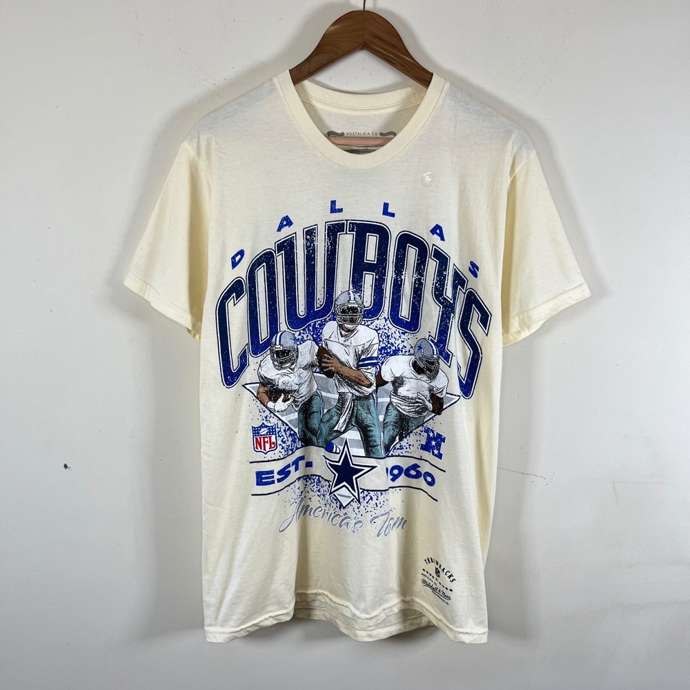 Dallas Cowboys NFL Football Mitchell & Ness Big Time Tee Distressed Graphic Med